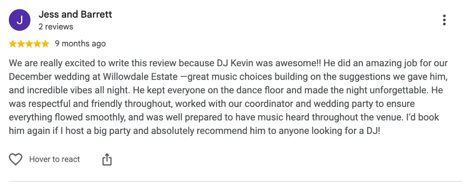 Review on Google, 9 months ago