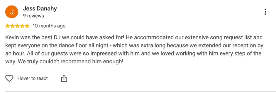 Review on Google, 10 months ago