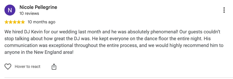 Review on Google, 10 months ago