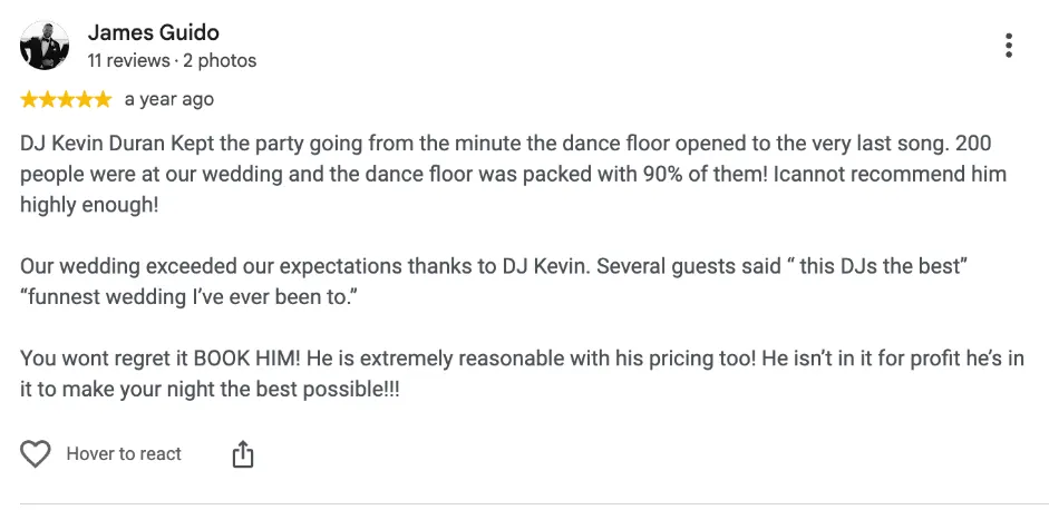 Review on Google, A year ago