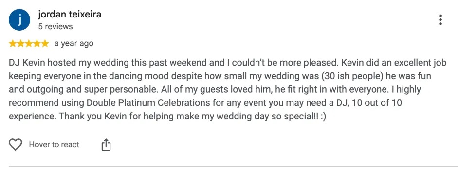 Review on Google, A year ago