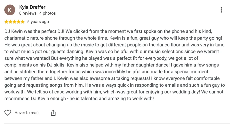 Review on Google, 5 years ago