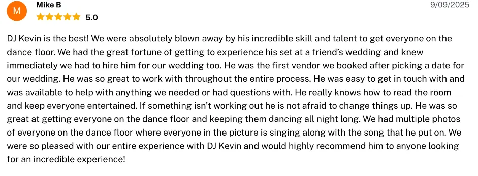 Review on The Knot, Sep 9, 2025