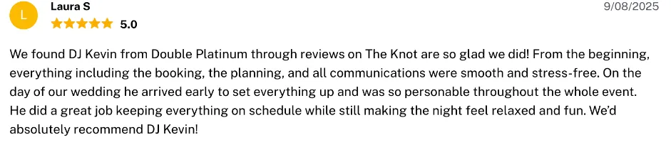Review on The Knot, Sep 8, 2025