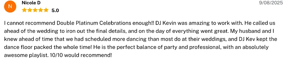 Review on The Knot, Sep 8, 2025