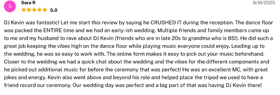Review on The Knot, Aug 16, 2025