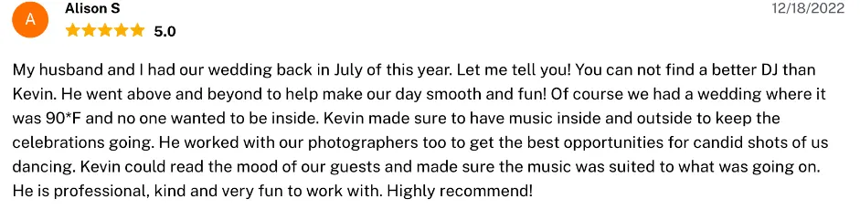 Review on The Knot, Dec 18, 2022