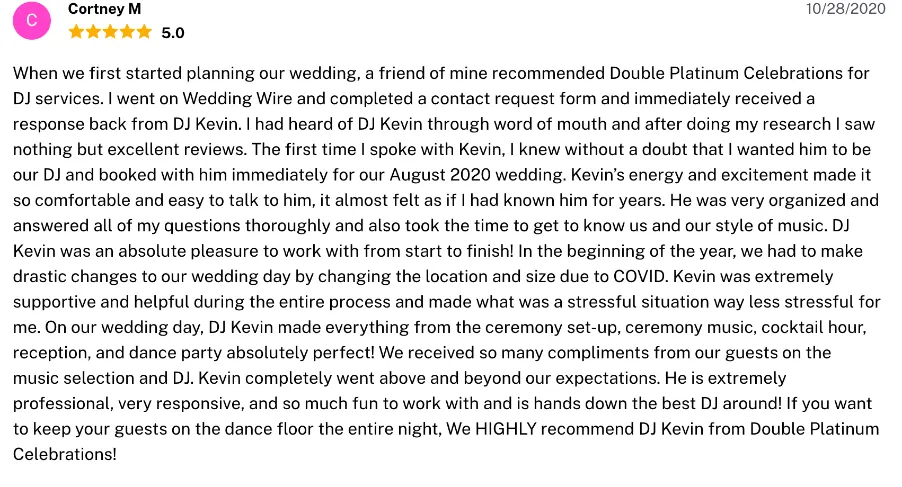 Review on The Knot, Oct 28, 2020