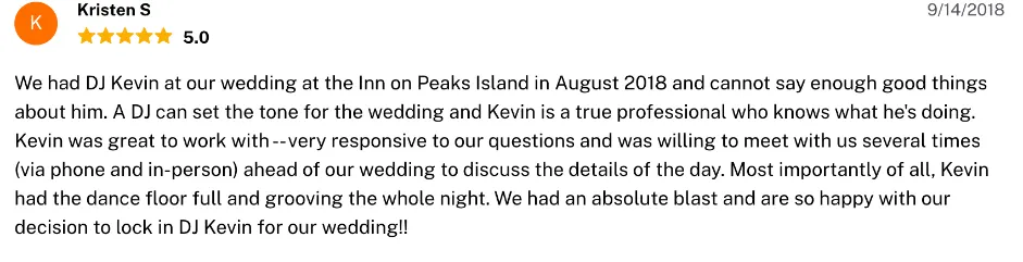 Review on The Knot, Sep 14, 2018