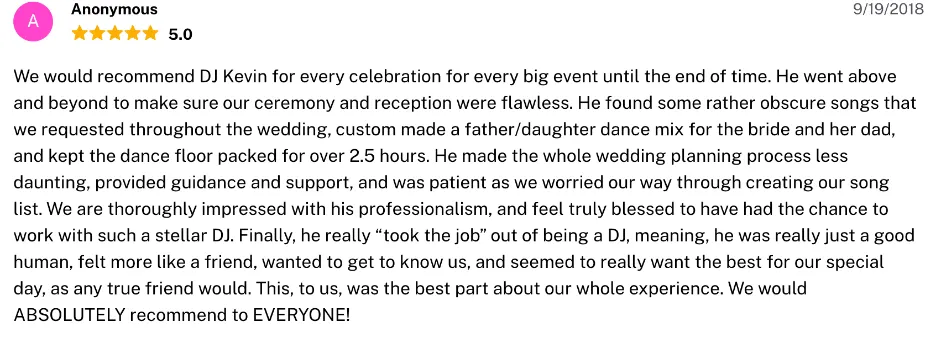 Review on The Knot, Sep 19, 2018