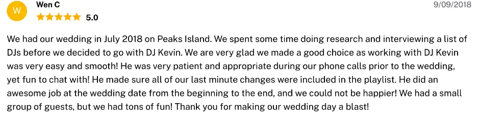 Review on The Knot, Sep 9, 2018