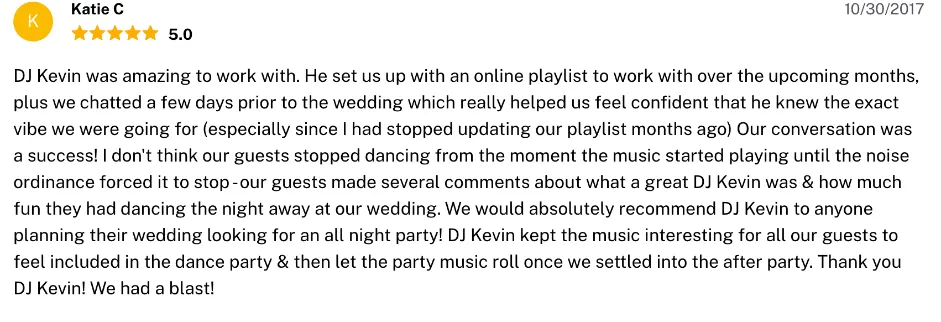 Review on The Knot, Oct 30, 2017