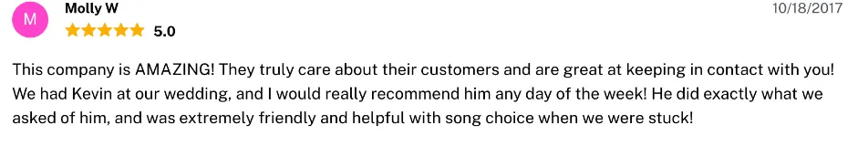 Review on The Knot, Oct 18, 2017