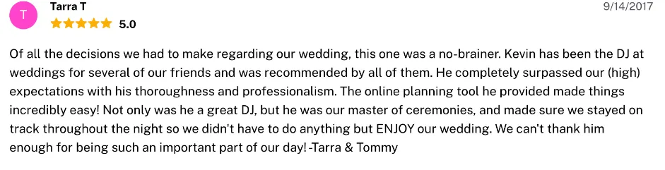 Review on The Knot, Sep 14, 2017