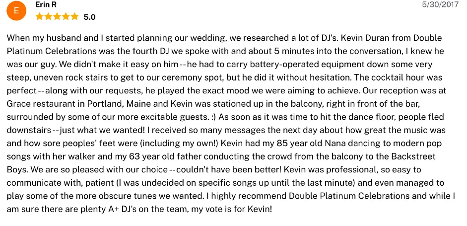 Review on The Knot, May 30, 2017