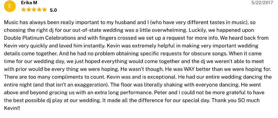 Review on The Knot, May 22, 2017