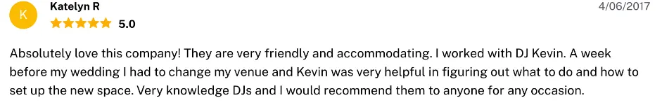 Review on The Knot, Apr 6, 2017