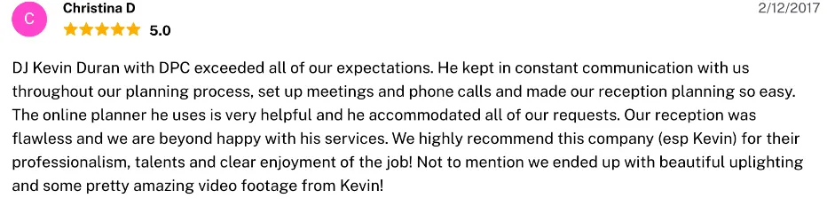 Review on The Knot, Feb 12, 2017