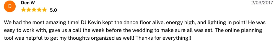 Review on The Knot, Feb 3, 2017