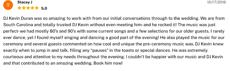 Review on The Knot, Oct 17, 2016