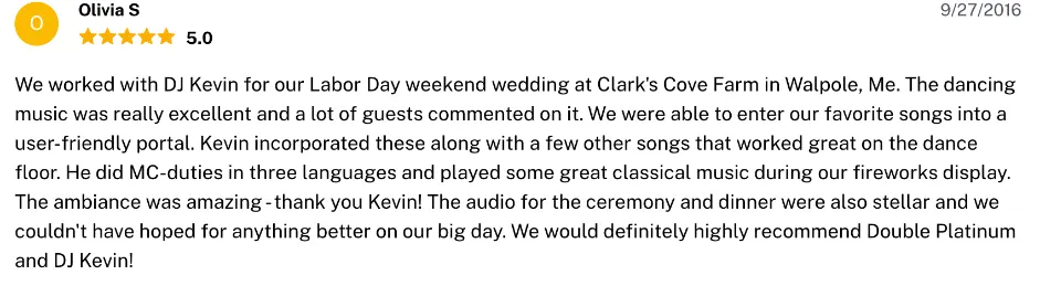 Review on The Knot, Sep 27, 2016