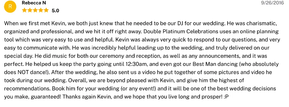 Review on The Knot, Sep 26, 2016