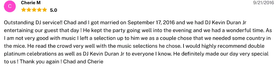 Review on The Knot, Sep 21, 2016
