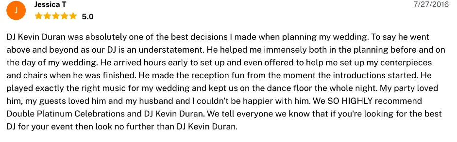 Review on The Knot, Jul 27, 2016