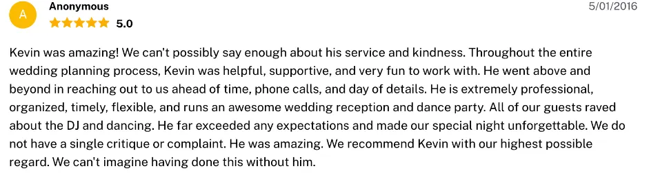 Review on The Knot, May 1, 2016