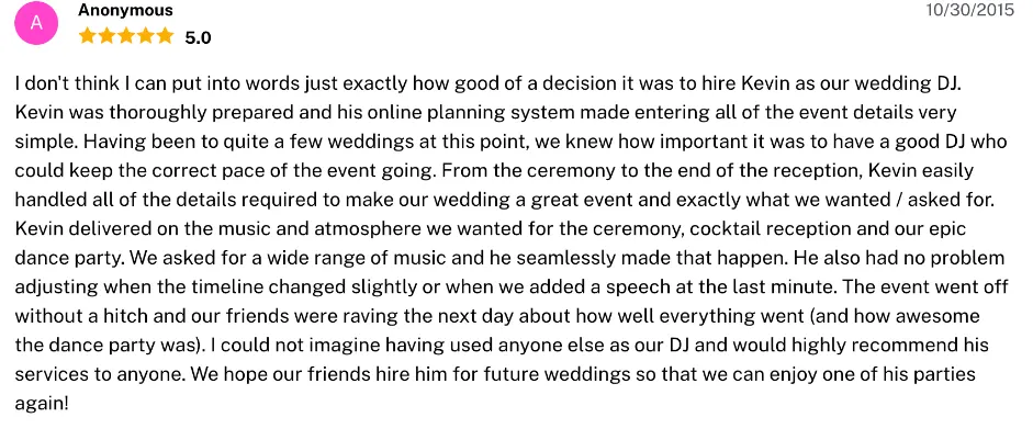 Review on The Knot, Oct 30, 2015