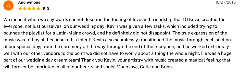 Review on The Knot, Oct 27, 2015