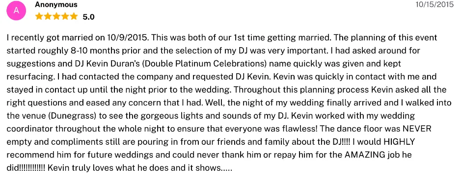 Review on The Knot, Oct 15, 2015