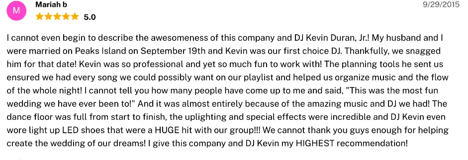 Review on The Knot, Sep 29, 2015