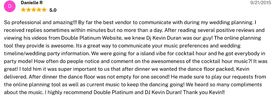 Review on The Knot, Sep 21, 2015