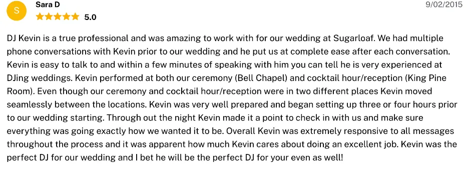 Review on The Knot, Sep 2, 2015