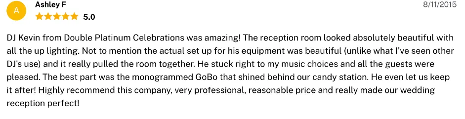 Review on The Knot, Aug 11, 2015