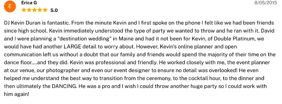 Review on The Knot, Aug 5, 2015