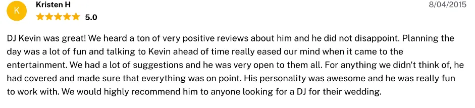 Review on The Knot, Aug 4, 2015