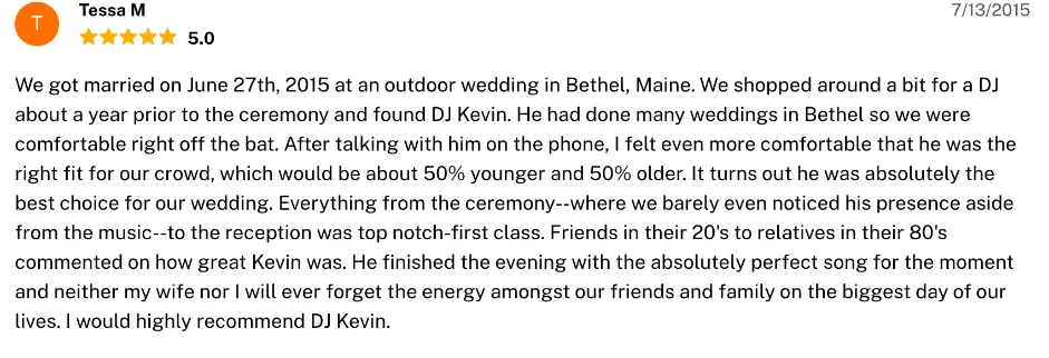 Review on The Knot, Jul 13, 2015