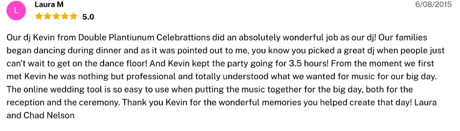 Review on The Knot, Jun 8, 2015