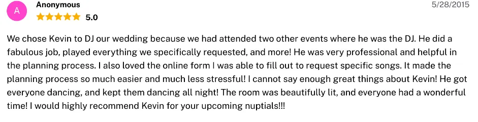 Review on The Knot, May 28, 2015