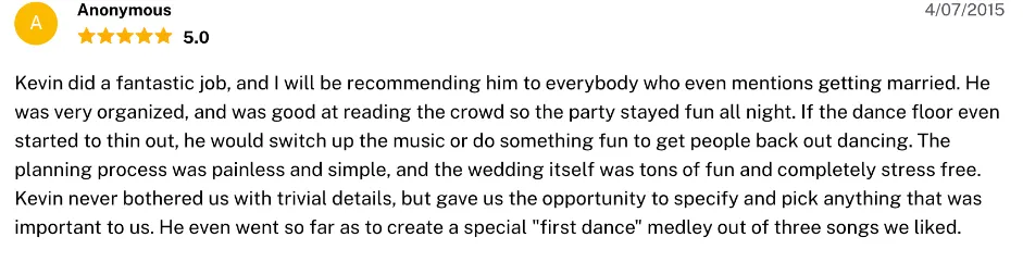 Review on The Knot, Apr 7, 2015