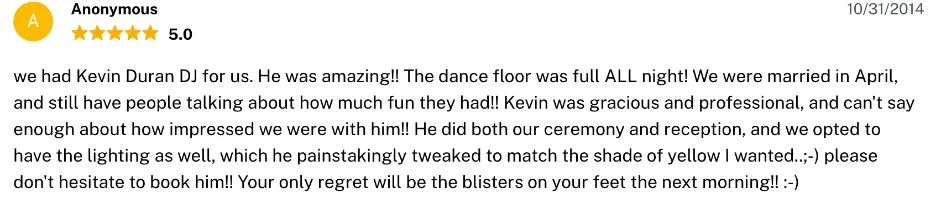 Review on The Knot, Oct 31, 2014