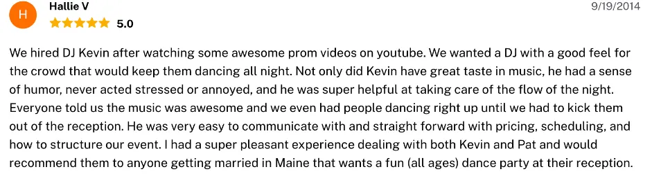 Review on The Knot, Sep 19, 2014
