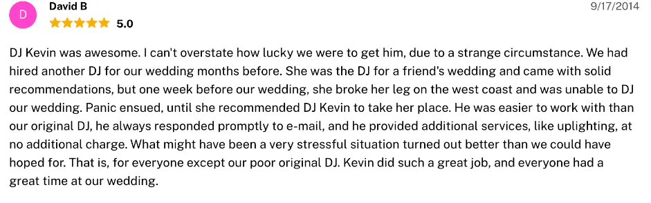 Review on The Knot, Sep 17, 2014