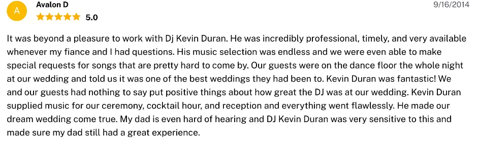 Review on The Knot, Sep 16, 2014