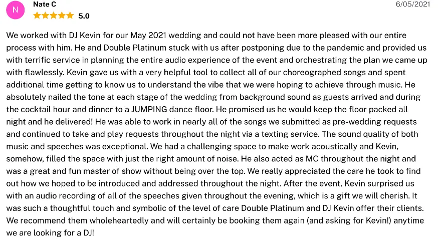 Review on The Knot, Jun 5, 2021