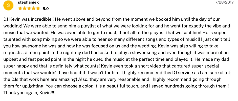 Review on The Knot, Jul 28, 2017