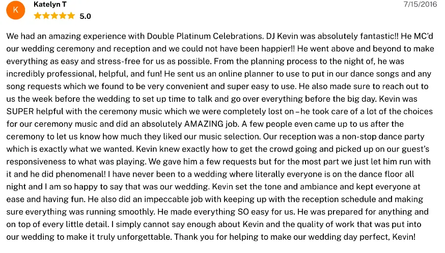 Review on The Knot, Jul 15, 2016
