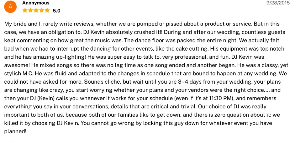 Review on The Knot, Sep 28, 2015
